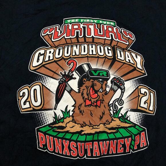 Punxsutawney, PA ‘2021 Virtual Groundhog Day’ Graphic Tee - Picture 2 of 3